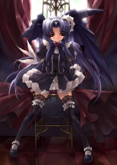 tagme, blue hair, blush, frills, long hair