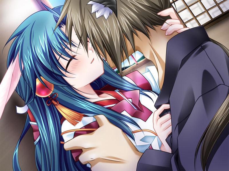 minazuki haruka, nayuta (relict2), relict2, game cg, 1boy, 1girl, animal ears, blush