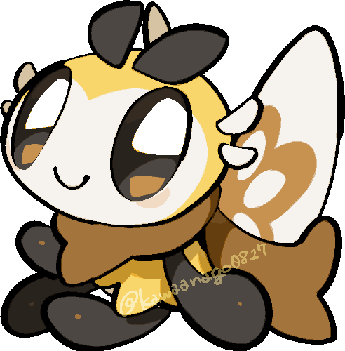 kawaanago, ribombee, nintendo, pokemon, commentary request, lowres, antennae, chibi, chibi only, closed mouth, full body, gen 7 pokemon, insect wings, pokemon (creature), pokemon focus, smile, solo, transparent background, twitter username, wings
