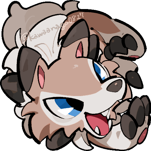 kawaanago, lycanroc, lycanroc (midday), nintendo, pokemon, commentary request, lowres, animal focus, blue eyes, chibi, chibi only, fangs, full body, gen 7 pokemon, no humans, open mouth, pokemon (creature), pokemon focus, solo, transparent background, twitter username