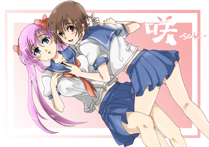 hareta, seita, haramura nodoka, miyanaga saki, saki (manga), 00s, 2girls, multiple girls, school uniform, serafuku, yuri