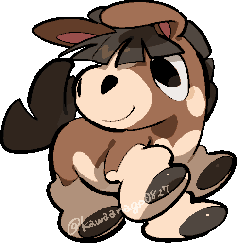 kawaanago, mudbray, nintendo, pokemon, commentary request, lowres, animal focus, chibi, chibi only, closed mouth, full body, gen 7 pokemon, no humans, nostrils, pokemon (creature), pokemon focus, smile, solo, transparent background, twitter username