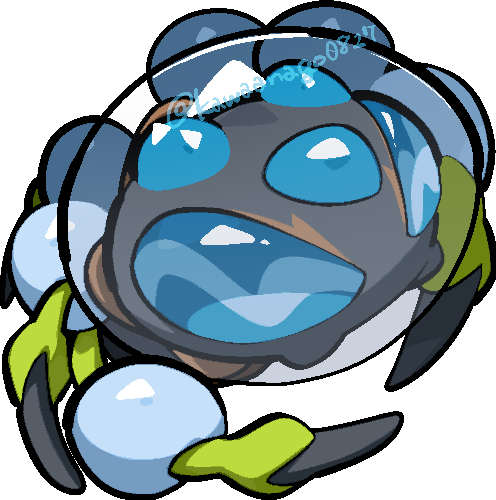 kawaanago, araquanid, nintendo, pokemon, commentary request, lowres, animal focus, bubble, bug, chibi, chibi only, full body, gen 7 pokemon, no humans, pokemon (creature), pokemon focus, solo, transparent background, twitter username