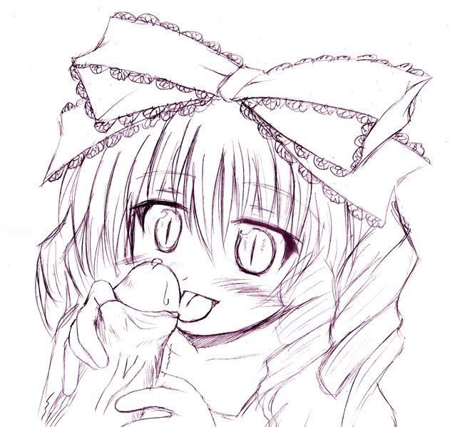 hinaichigo, rozen maiden, tagme, 00s, bow, fellatio, foreskin, hair bow, oral, penis, slit pupils, tongue, uncensored