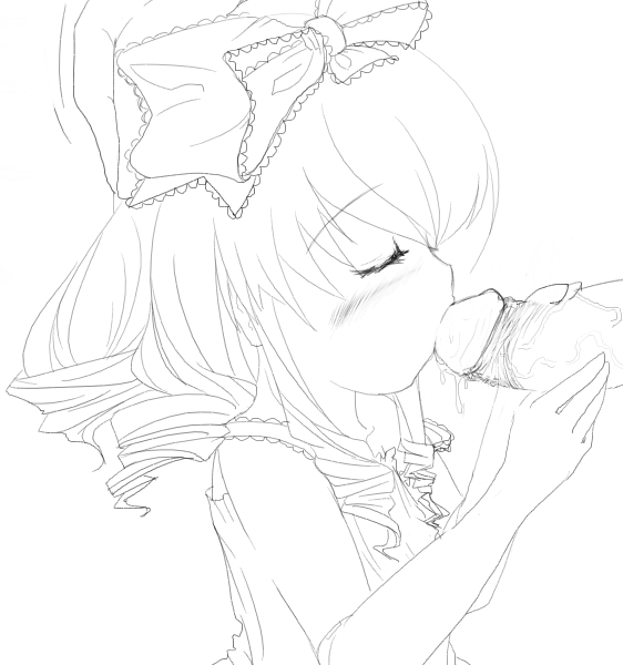 hinaichigo, rozen maiden, tagme, 00s, fellatio, oral, penis, ribbon, sketch, uncensored
