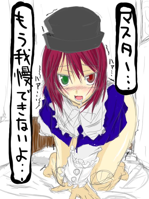 souseiseki, rozen maiden, artist request, tagme, translation request, 00s, 1girl, brown hair, female focus, heterochromia, short hair, solo