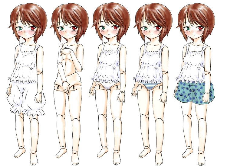 boku, souseiseki, rozen maiden, tagme, 00s, brown hair, doll, doll joints, heterochromia, joints, nude, short hair