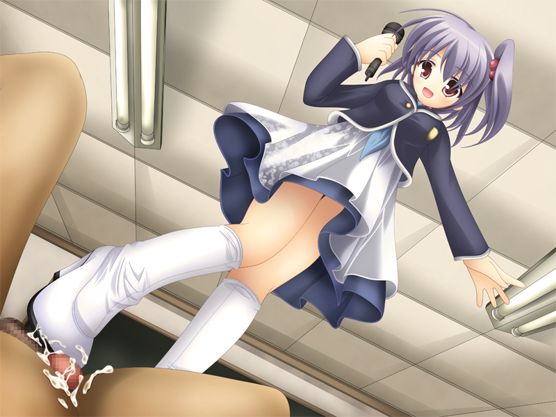 bootjob, boots, censored, cum, female focus, femdom, loli, shoejob, trample, white theme