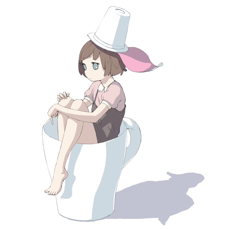 f-cla, bad id, bad pixiv id, 1girl, barefoot, cup, feet, female focus, hat, in container, in cup, mini person, minigirl, mug, solo, spread toes, toes
