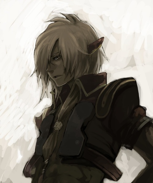 arumat p. thanatos, star ocean, star ocean: the last hope, 1boy, ear covers, long hair, male focus, pointy ears, scar, solo, white hair