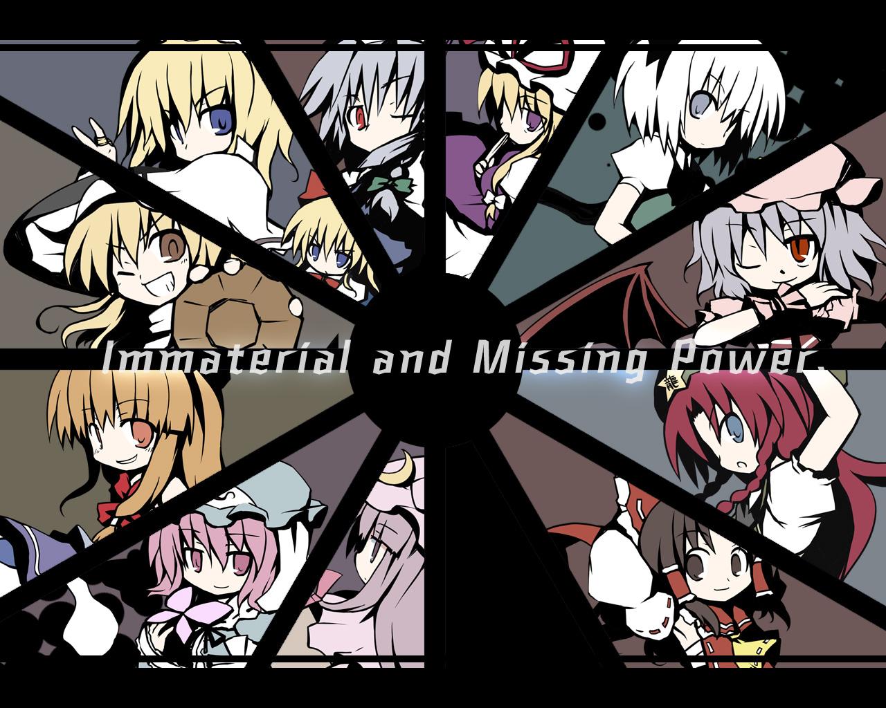 dorua (dollar), alice margatroid, hakurei reimu, hong meiling, ibuki suika, izayoi sakuya, kirisame marisa, konpaku youmu, patchouli knowledge, remilia scarlet, saigyouji yuyuko, shanghai doll, yakumo yukari, immaterial and missing power, touhou, silver hair, duplicate, 6+girls, ascot, bat wings, blonde hair, blue eyes, bow, braid, brown eyes, brown hair, bug, butterfly, capelet, crescent, crescent hair ornament, detached sleeves, female focus, grin, hair bow, hair ornament, hair tubes, hairband, hat, hitodama, insect, long hair, looking at viewer, looking back, mini-hakkero, mob cap, multiple girls, one eye closed, open mouth, orange eyes, orange hair, pink eyes, pink hair, puffy short sleeves, puffy sleeves, purple eyes, purple hair, red eyes, red hair, short hair, short sleeves, smile, text focus, triangular headpiece, twin braids, wings, witch hat, wrist cuffs