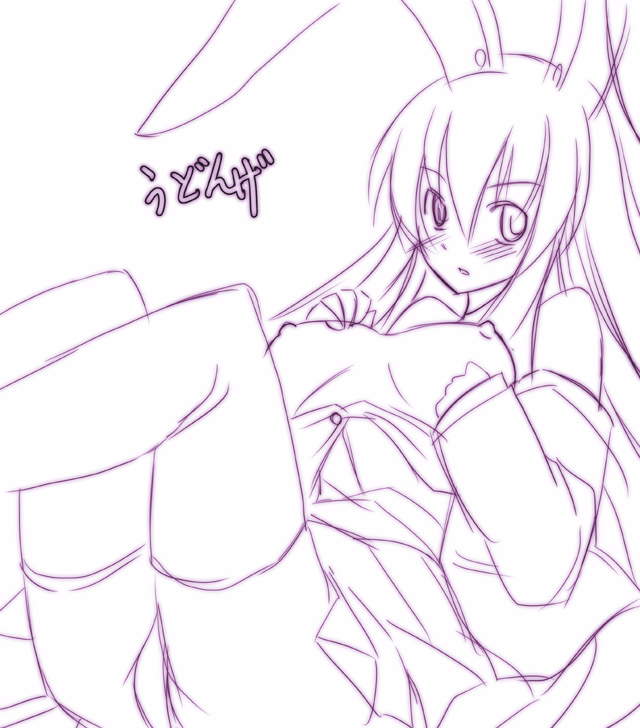 seo tatsuya, reisen udongein inaba, touhou, 1girl, animal ears, female focus, monochrome, rabbit ears, solo, thighhighs