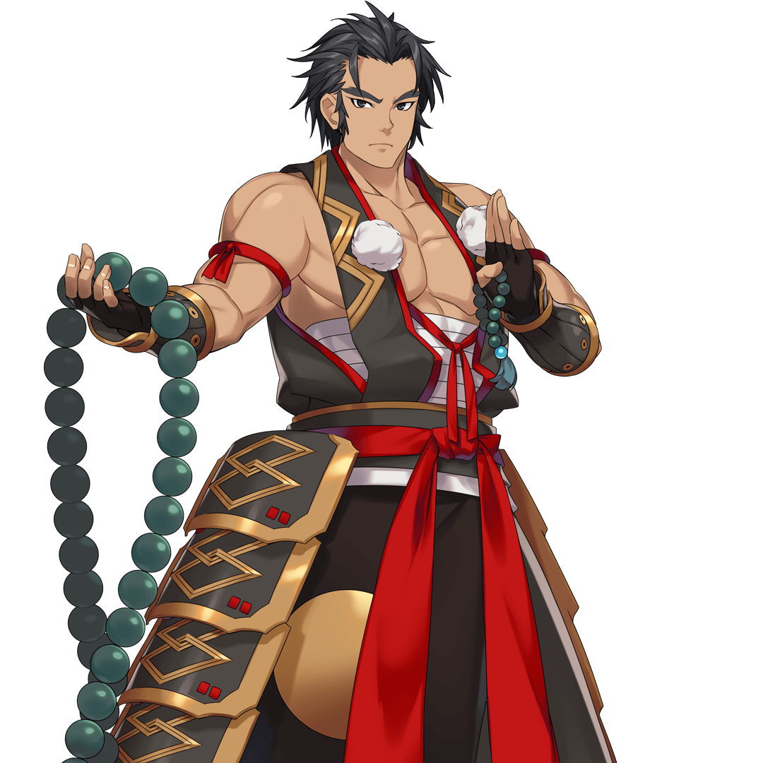 moe! ninja girls, official art, 1boy, abs, bare shoulders, black gloves, black hair, dark-skinned male, dark skin, fingerless gloves, gloves, holding, kokua (moe! ninja girls), light frown, looking at viewer, male focus, manly, muscular, muscular male, pectorals, short hair, simple background, solo, standing, transparent