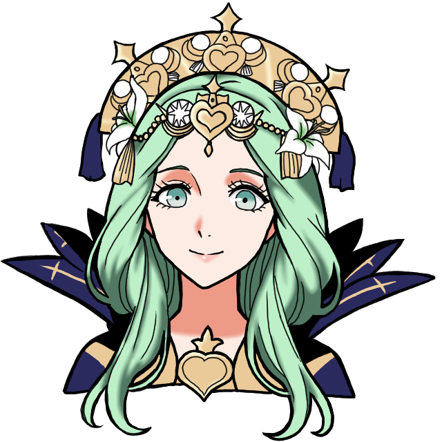 nekomoni, rhea (fire emblem), fire emblem, fire emblem: three houses, nintendo, 1girl, closed mouth, flower, green eyes, green hair, hair flower, hair ornament, long hair, looking at viewer, smile, solo, tiara