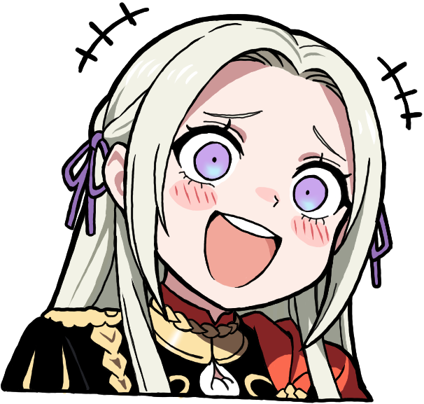 nekomoni, edelgard von hresvelg, fire emblem, fire emblem: three houses, nintendo, 1girl, :d, blush stickers, cape, garreg mach monastery uniform, hair ribbon, long hair, looking at viewer, open mouth, portrait, purple eyes, purple ribbon, red cape, ribbon, side cape, simple background, smile, solo, teeth, transparent background, upper teeth only, white hair