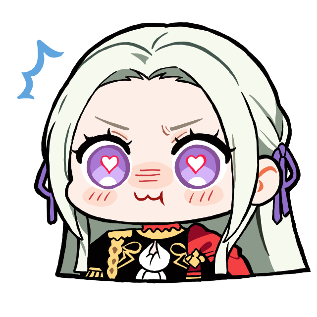 nekomoni, edelgard von hresvelg, fire emblem, fire emblem: three houses, nintendo, 1girl, :3, cape, chibi, chibi only, garreg mach monastery uniform, hair ribbon, heart, heart-shaped pupils, heart in eye, long hair, looking at viewer, pout, purple eyes, purple ribbon, red cape, ribbon, side cape, solo, symbol-shaped pupils, symbol in eye, white hair