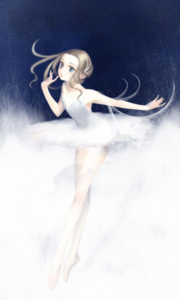 nobu, nobu (nobudokoro), original, 1girl, ballerina, ballet, ballet slippers, blue eyes, brown hair, female focus, full body, leotard, pantyhose, plantar flexion, solo, white pantyhose