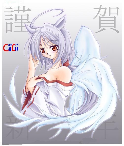 angel, animal ears, blush, cat ears, long hair, purple hair, red eyes, wings