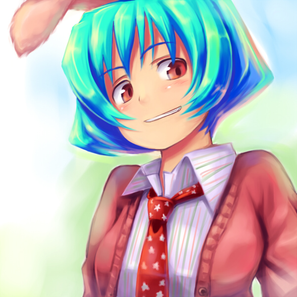 jailbird, chiester410, umineko no naku koro ni, bad id, bad pixiv id, 00s, animal ears, blue hair, necktie, rabbit ears, ryukishi07 (style), solo