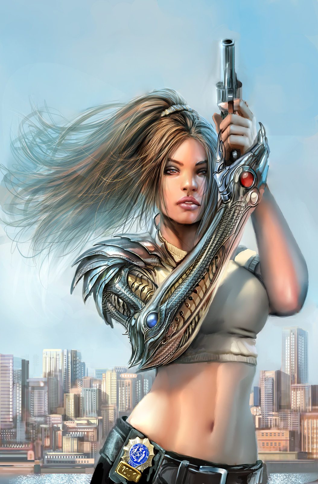 stjepan sejic, sara pezzini, witchblade, highres, tagme, gun, weapon