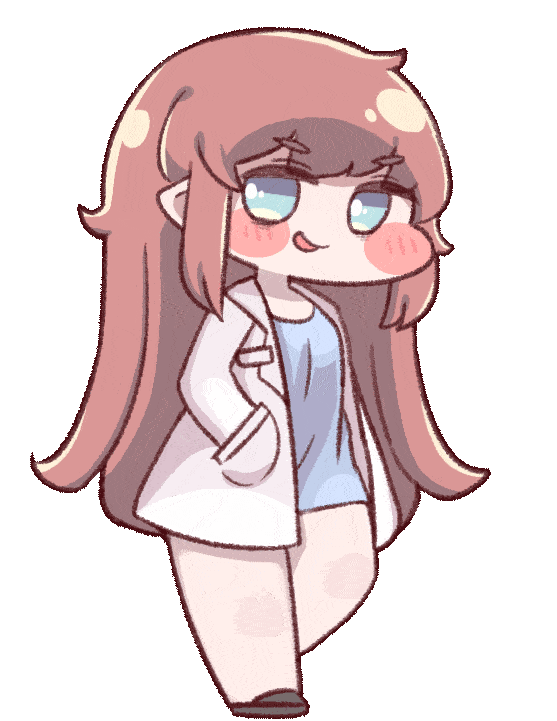 alpha transparency, animated, animated gif, artist request, character request, copyright request, official art, 1girl, blinking, blue eyes, brown shoes, coat, hand in pocket, long hair, no nose, parted lips, shoes, sidelocks, simple background, solo, thick thighs, thighs, transparent background, white coat