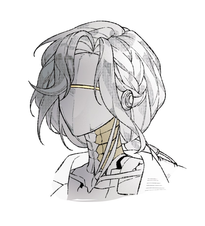 lucy (reverse:1999), reverse:1999, 1girl, humanoid robot, metal hair, metal skin, niv cm, portrait, robot, robot girl, shirt, short hair, solo, white background, white shirt