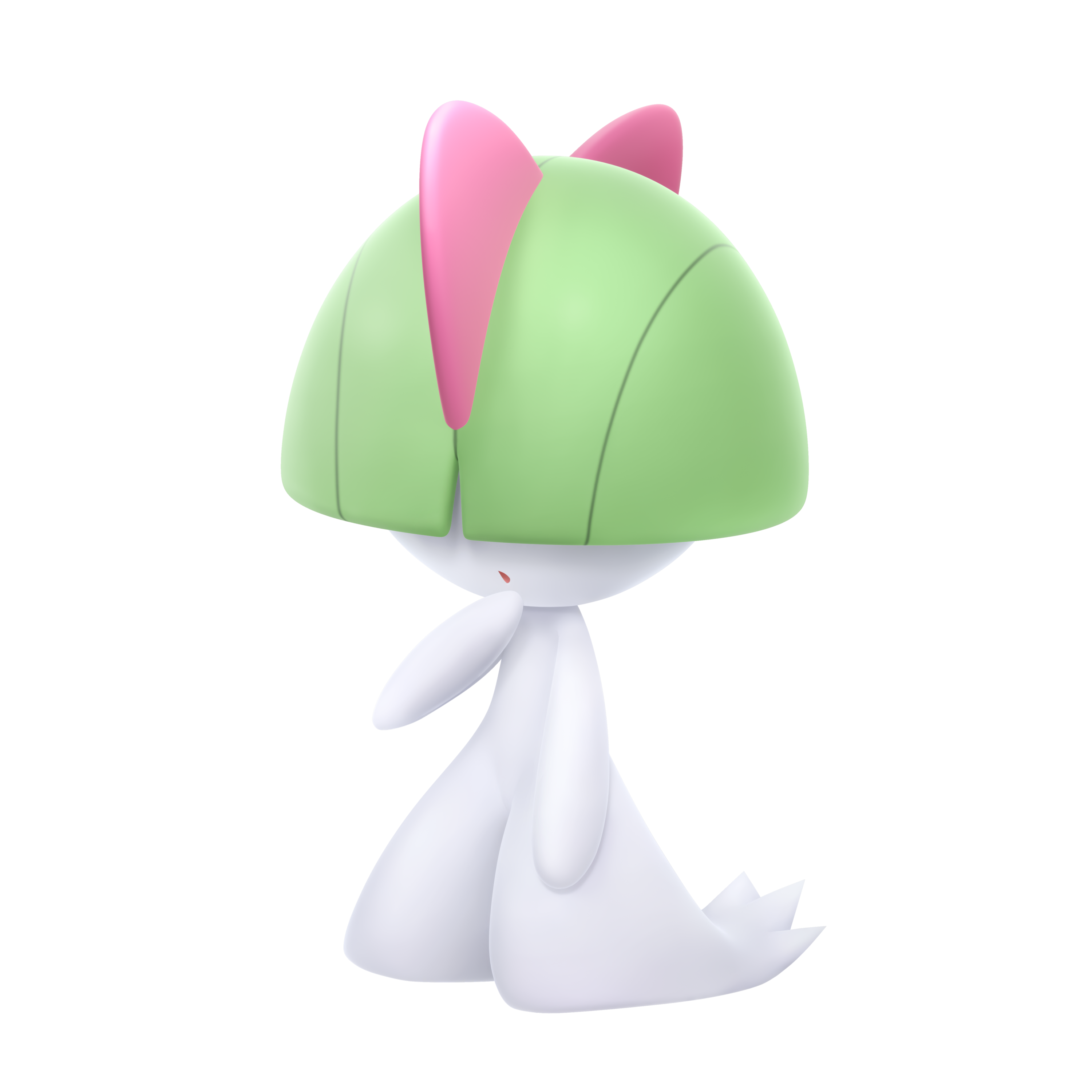 ralts, nintendo, pokemon, pokemon legends: z-a, absurdres, artist request, highres, official art, third-party source, 3d, covered eyes, full body, gen 3 pokemon, open mouth, pokemon (creature), pokemon focus, solo, transparent background