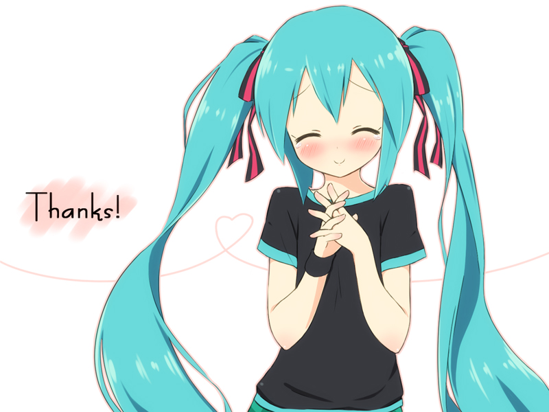 tsukina (artist), hatsune miku, vocaloid, aqua hair, blush, closed eyes, hair ribbon, long hair, ribbon, solo, twintails