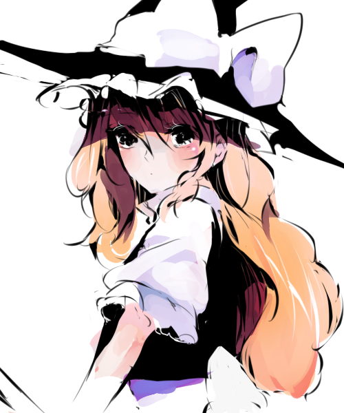 ren (zero second), kirisame marisa, touhou, bad id, bad pixiv id, 1girl, blonde hair, female focus, hat, solo, witch, witch hat
