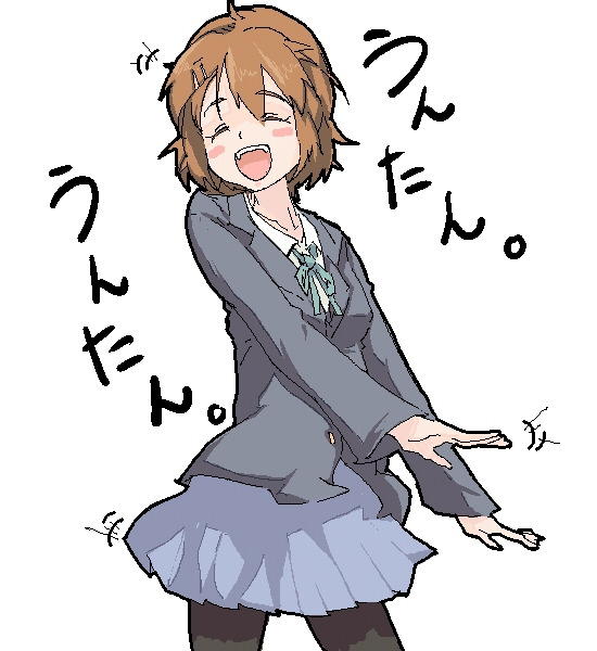 mune, hirasawa yui, k-on!, 00s, closed eyes, oekaki