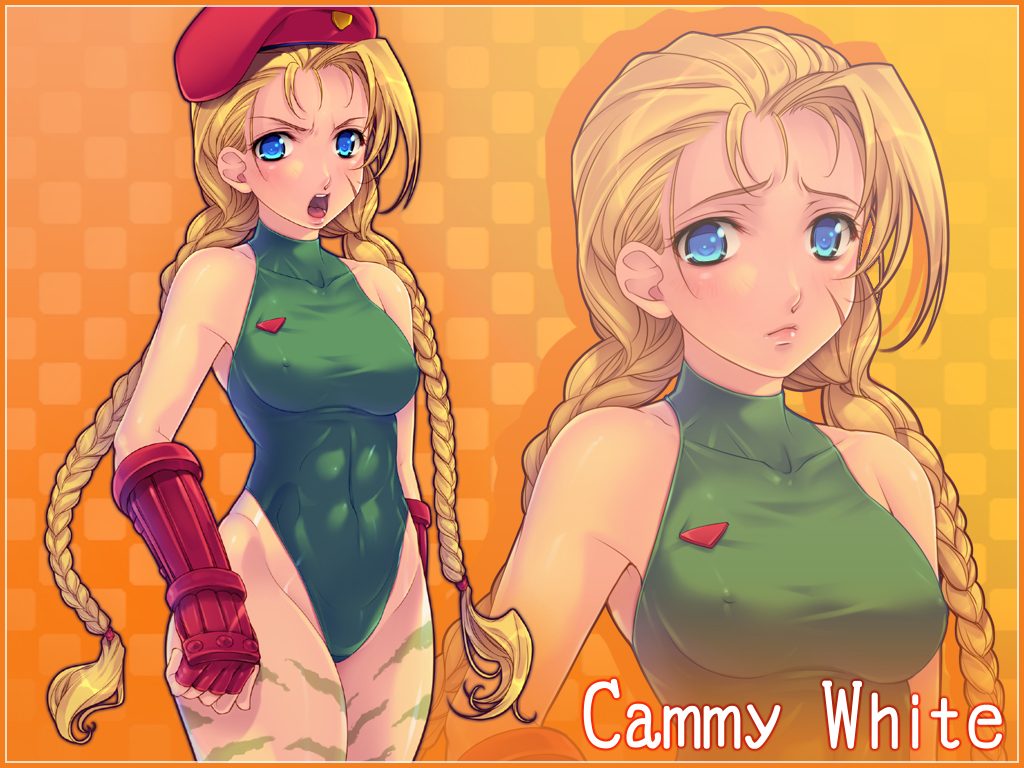 yoko juusuke, cammy white, capcom, street fighter, bad id, bad pixiv id, 1girl, abs, angry, beret, blonde hair, blue eyes, blush, bodypaint, braid, covered erect nipples, female focus, fingerless gloves, gloves, green leotard, hat, highleg, highleg leotard, leotard, long hair, muscular, open mouth, scar, skin tight, solo, thighs, twin braids, zoom layer