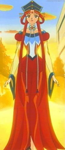 princess kakyuu, bishoujo senshi sailor moon, bishoujo senshi sailor moon sailor stars, screencap, 1990s (style), dress, jewelry, long hair, nail polish, red eyes, red hair, retro artstyle