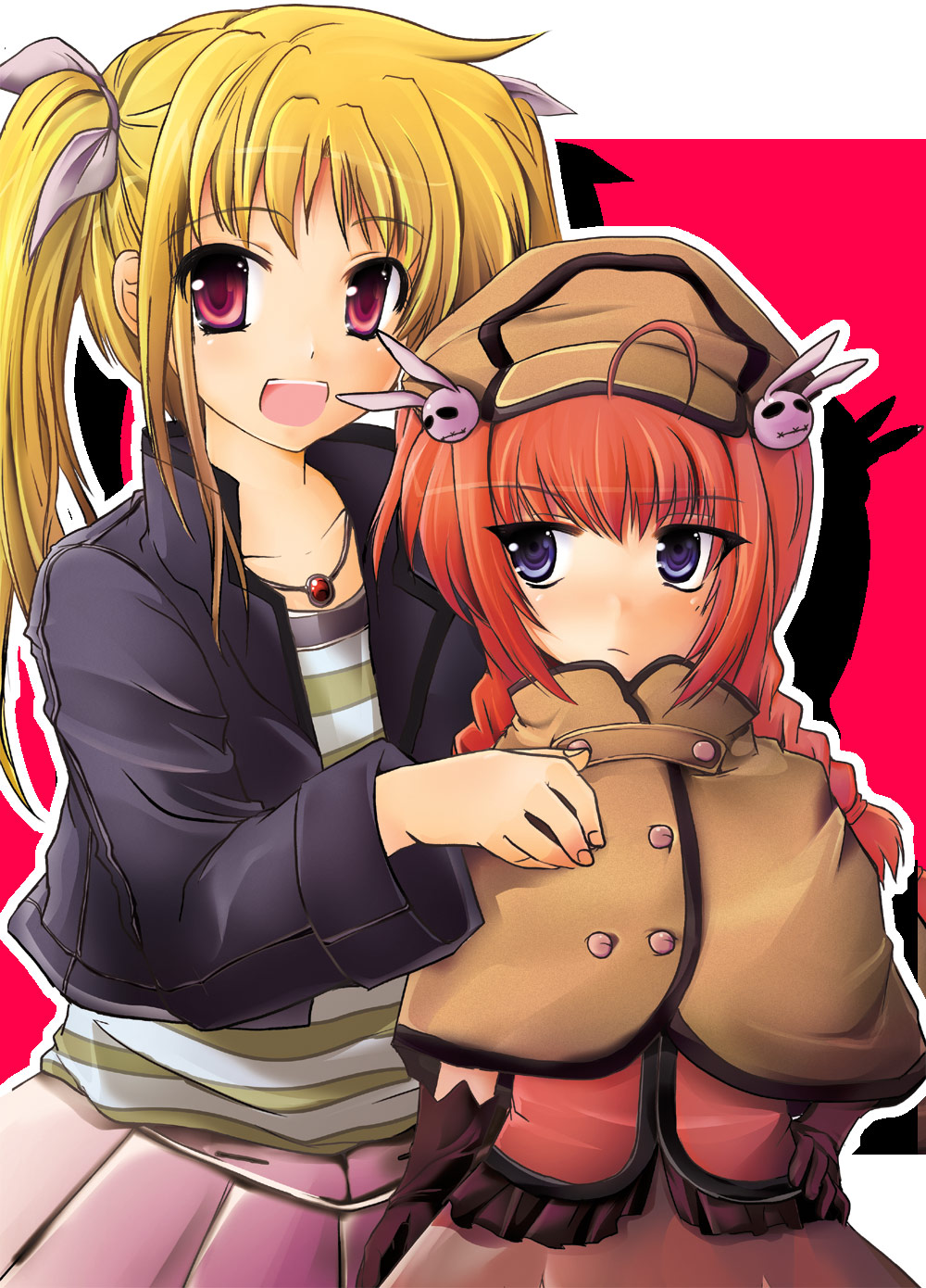 ruku (alicecreation), fate testarossa, vita (nanoha), lyrical nanoha, mahou shoujo lyrical nanoha, mahou shoujo lyrical nanoha a's, highres, 00s, 2girls, hat, multiple girls