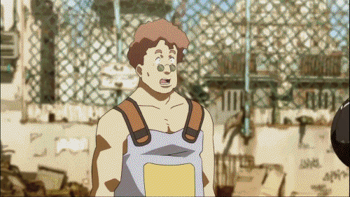 haruka gracia, basquash!, animated, animated gif, lowres, 00s, 6+boys, 6+girls, :o, bouncing breasts, breasts, cleavage, cleavage cutout, clothing cutout, earrings, epic, huge breasts, jealous, jewelry, lipstick, long hair, makeup, multiple boys, multiple girls, ponytail, sunglasses, surprised, very long hair, walking, white hair
