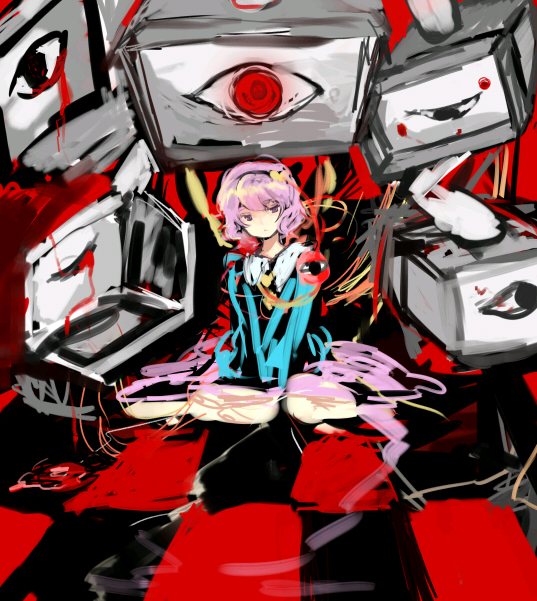 eiko (ykmykr), takonegi processor, komeiji satori, touhou, bad id, bad pixiv id, 1girl, blood, female focus, solo