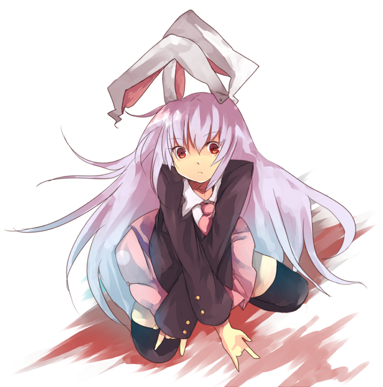 eiko (ykmykr), takonegi processor, reisen udongein inaba, touhou, bad id, bad pixiv id, 1girl, animal ears, blazer, female focus, jacket, necktie, rabbit ears, solo