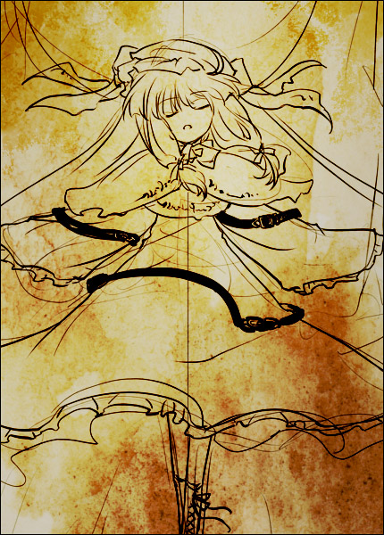 tokiame, patchouli knowledge, touhou, 1girl, female focus, lineart, monochrome, solo