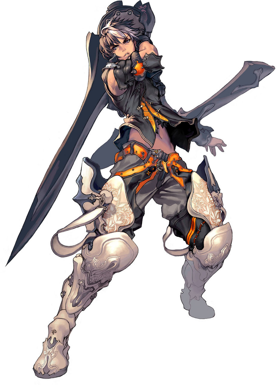 kim hyung tae, juto, magna carta, magna carta 2, highres, belt, midriff, sword, weapon