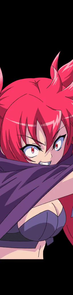 akaga hirotaka, scharlachrot, arcana heart, arcana heart 3, animated, animated gif, game cg, official art, 1girl, red eyes, red hair, short shorts, shorts