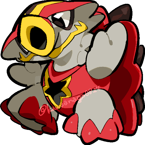kawaanago, turtonator, nintendo, pokemon, commentary request, lowres, chibi, chibi only, full body, gen 7 pokemon, no humans, pokemon (creature), pokemon focus, solo, transparent background, twitter username