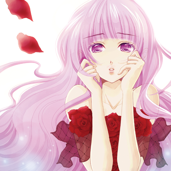 okuma mai, original, bad id, bad pixiv id, collarbone, flower, pink eyes, pink hair, rose, solo