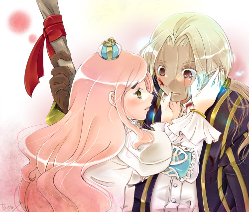 cinu, healer (7th dragon), jericho (7th dragon), maron (7th dragon), princess (7th dragon), 7th dragon, 7th dragon (series), bad id, bad pixiv id, lowres, 1boy, 1girl, blood, pink hair, white hair