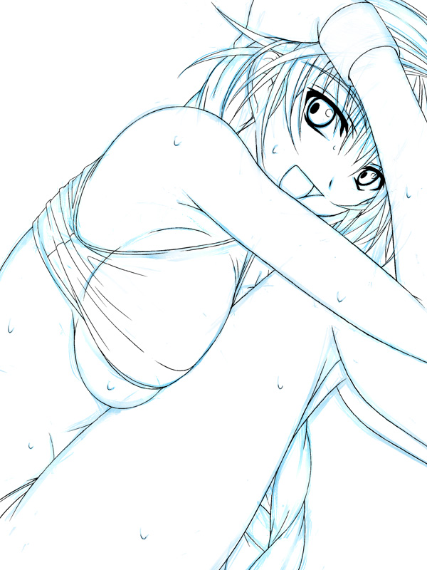 hiviki n'alchemy, original, 1girl, breast press, breasts, female focus, large breasts, monochrome, solo