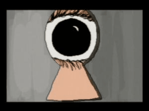 animated, animated gif, lowres, blinking, creepy, eye focus, horror (theme), lock, solo