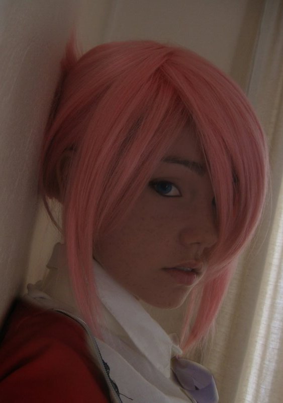 character request, cosplay photo, off-topic, photo (medium), tagme, blue eyes, child, cosplay, pink hair, solo