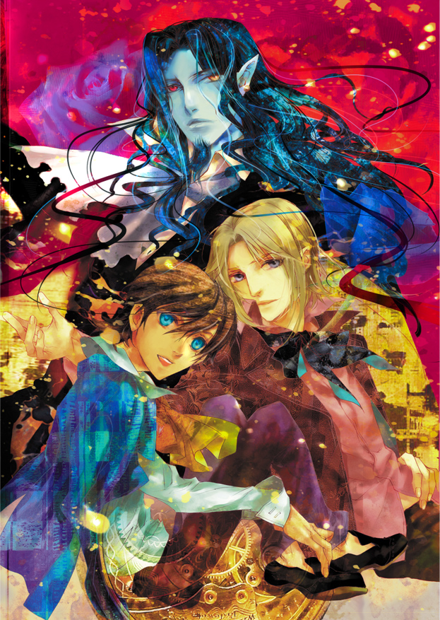 hideaki, albert de morcerf (gankutsuou), count of monte cristo (gankutsuou), franz d'epinay (gankutsuou), gankutsuou, 00s, 3boys, formal clothes, heterochromia, male focus, multiple boys