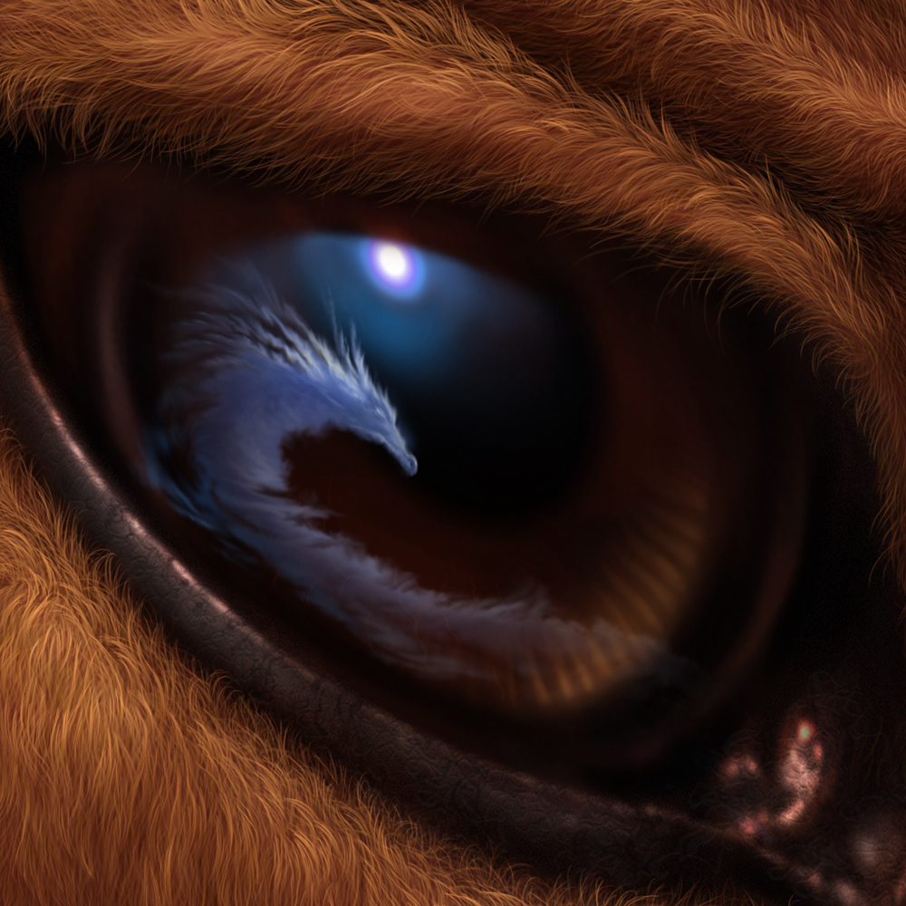kazumasa uchio, uchio kazumasa, original, bad id, bad pixiv id, bird, close-up, dragon, eye focus, eye reflection, eyeball, moon, no humans, reflection