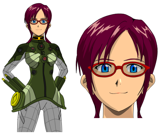 makinami mari illustrious, neon genesis evangelion, rebuild of evangelion, 00s, 1girl, female focus, glasses, mecha pilot suit, plugsuit (evangelion), purple hair, simple background, solo
