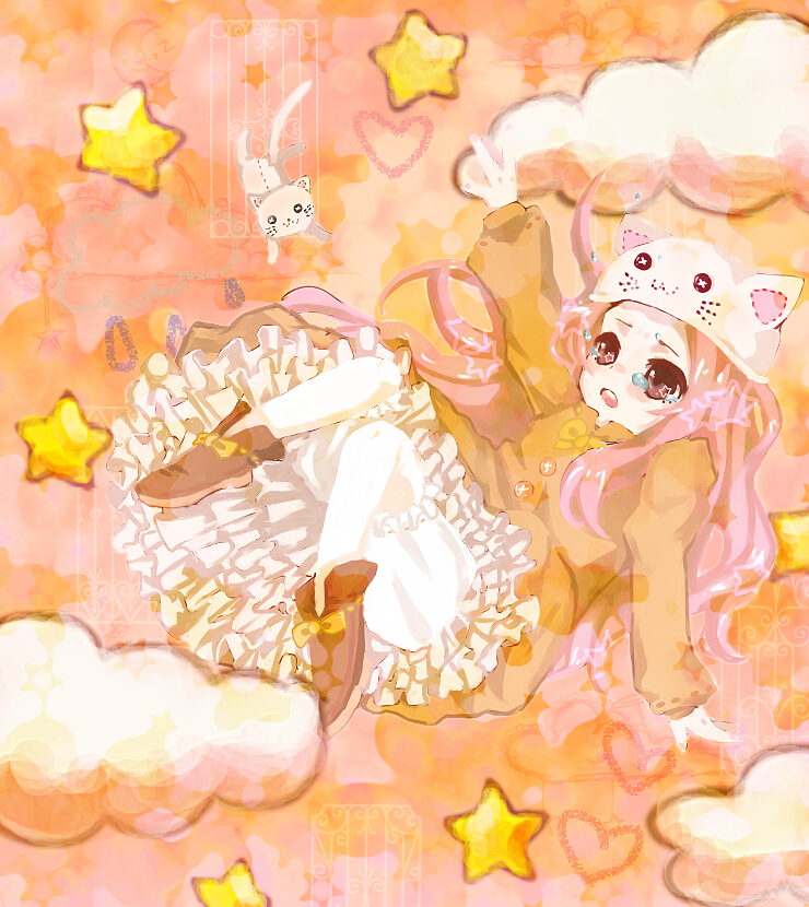 rose red, megurine luka, megurine luka (toeto), toeto (vocaloid), vocaloid, bad id, bad pixiv id, animal hat, cat hat, hat, long hair, very long hair