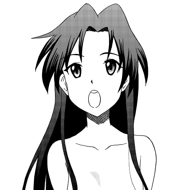 eunos, kisaragi chihaya, don't say "lazy", idolmaster, idolmaster (classic), idolmaster 1, k-on!, 1girl, female focus, greyscale, long hair, monochrome, parody, simple background, solo